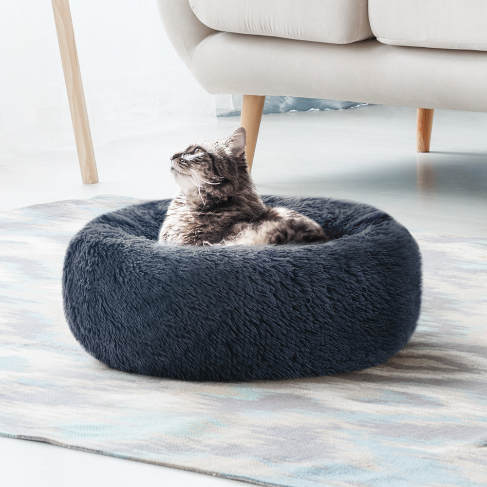 Cozy Cave Calming Pet Bed for Dogs and Cats - Small 60cm Dark Grey, Washable & Non-Slip