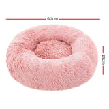 Cozy Pink Calming Cave Pet Bed for Small Dogs and Cats - Washable 60cm