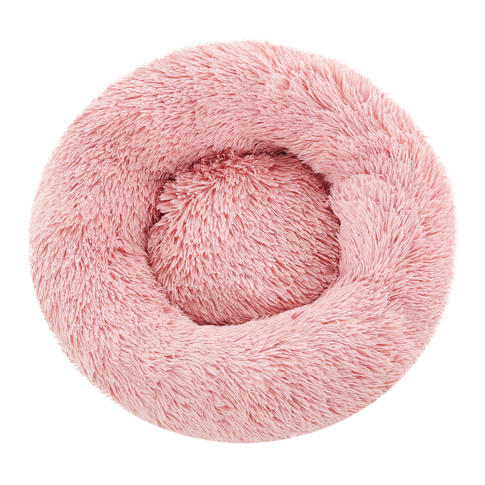 Cozy Pink Calming Cave Pet Bed for Small Dogs and Cats - Washable 60cm