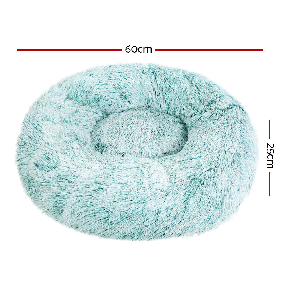 Teal Calming Pet Bed for Dogs and Cats - Small 60cm Washable Cave Design