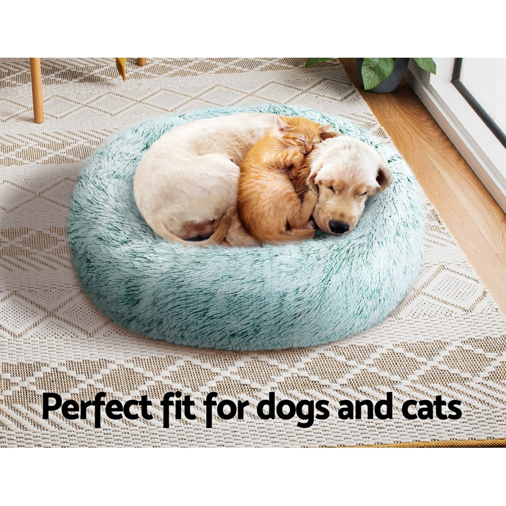 Teal Calming Pet Bed for Dogs and Cats - Small 60cm Washable Cave Design