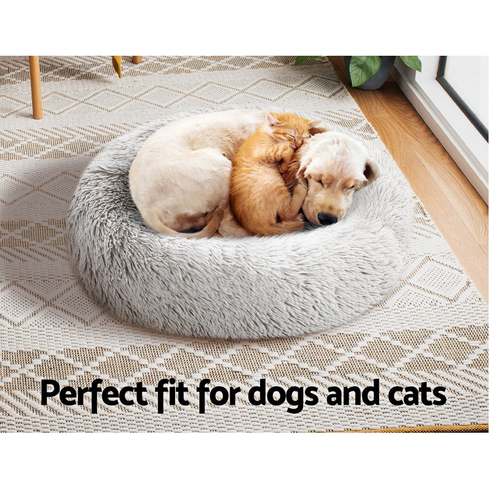 Cozy Cave Pet Bed for Dogs and Cats – Small 60cm White Washable Calming Bed