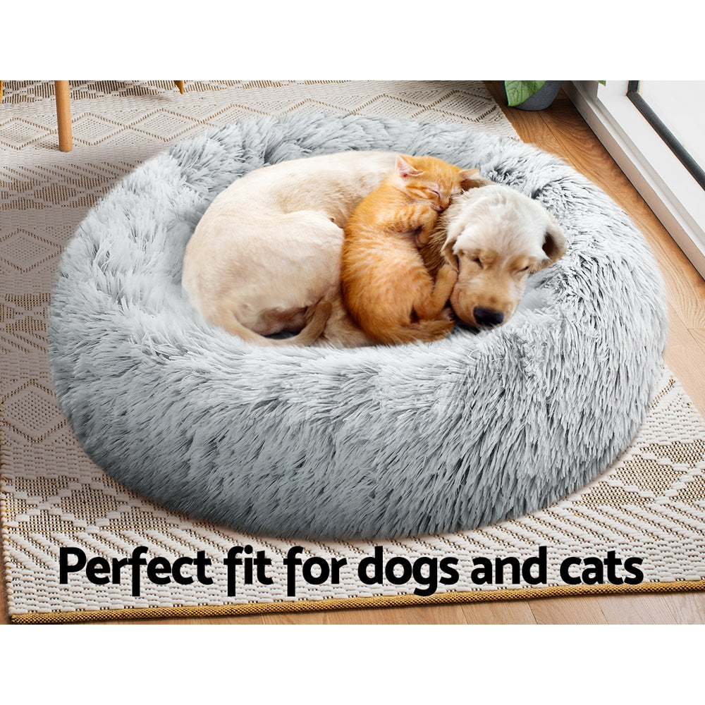 Calming Cave Pet Bed for Dogs and Cats - Medium 75cm Charcoal, Washable & Comfy Design