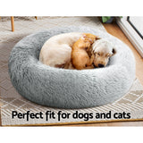 Light Grey Medium Calming Pet Bed for Dogs and Cats - Washable & Comfy Cave Design