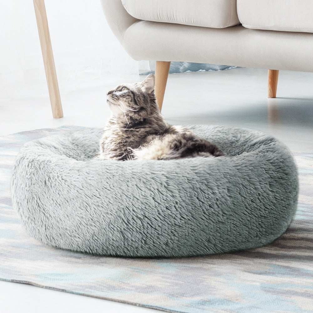 Light Grey Medium Calming Pet Bed for Dogs and Cats - Washable & Comfy Cave Design