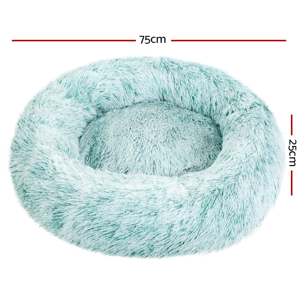 Cozy Cave Calming Pet Bed for Dogs and Cats - Medium 75cm in Teal, Washable and Non-Slip