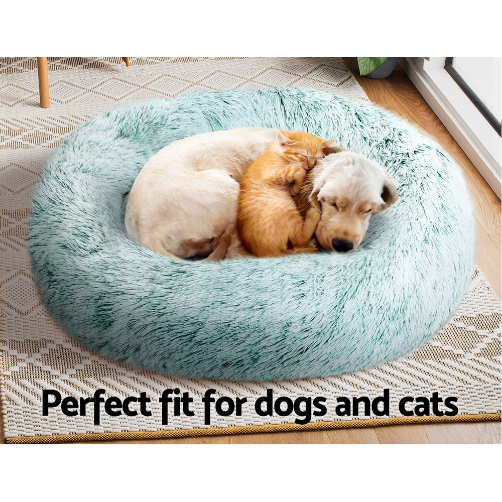 Cozy Cave Calming Pet Bed for Dogs and Cats - Medium 75cm in Teal, Washable and Non-Slip