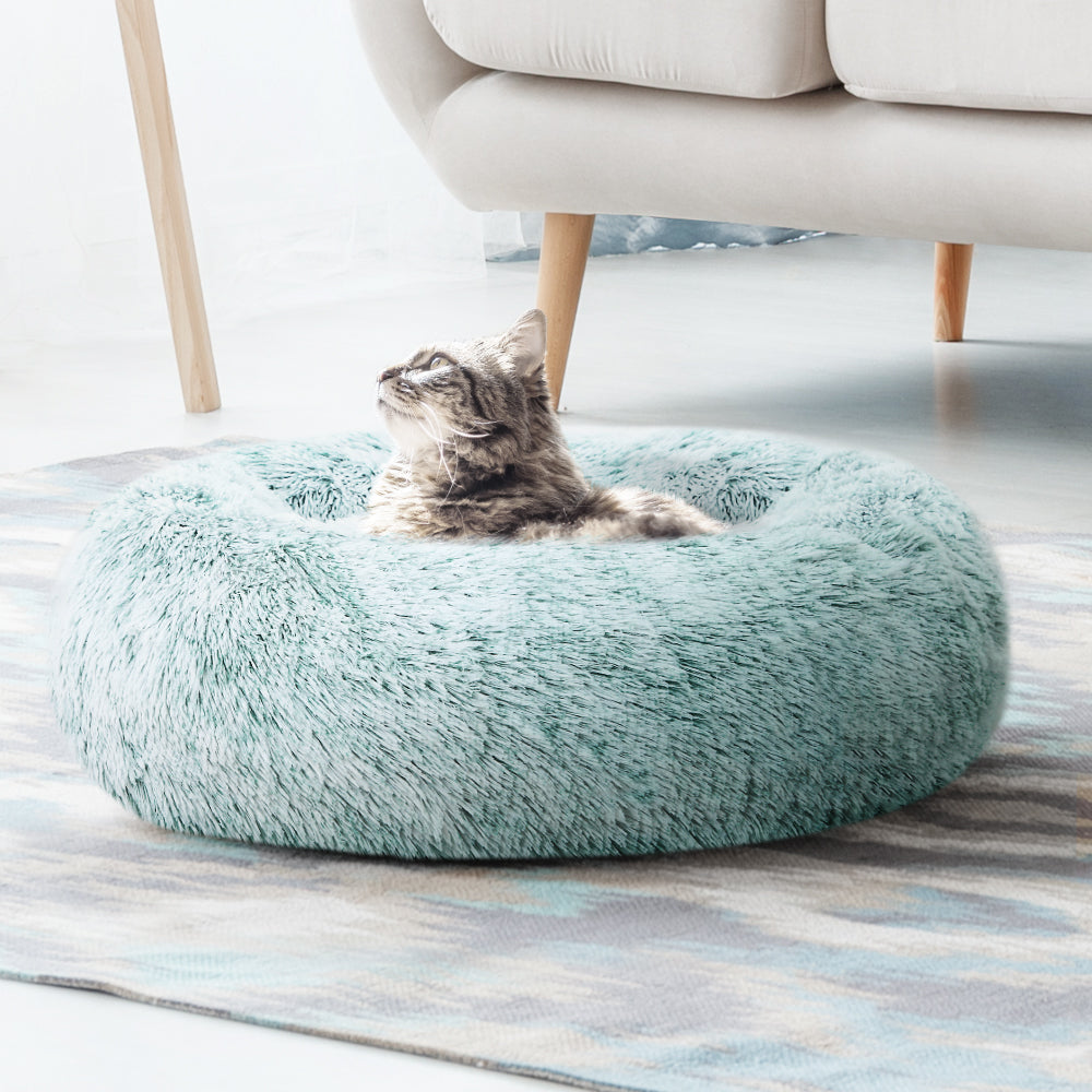 Cozy Cave Calming Pet Bed for Dogs and Cats - Medium 75cm in Teal, Washable and Non-Slip