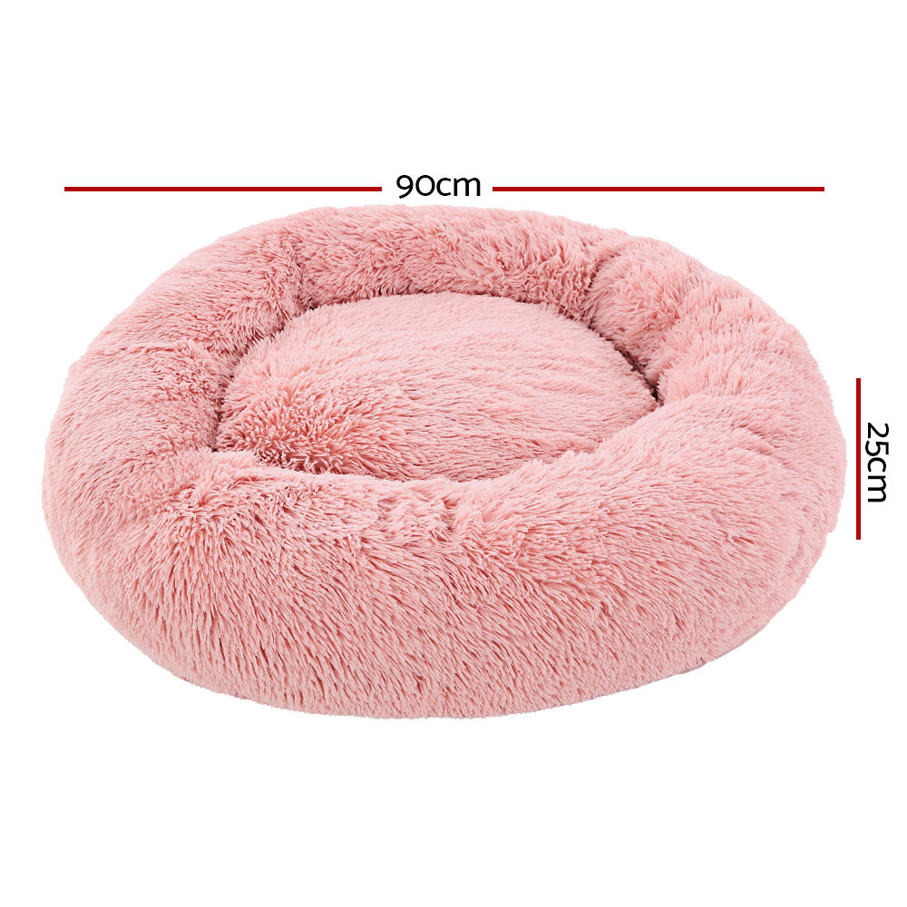 Cozy Pink Large Pet Bed for Dogs and Cats - 90cm