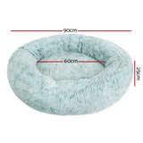 Large Teal Calming Pet Bed for Dogs and Cats - Washable Comfy Cave Design, 90cm