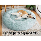 Large Teal Calming Pet Bed for Dogs and Cats - Washable Comfy Cave Design, 90cm