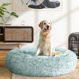 Large Teal Calming Pet Bed for Dogs and Cats - Washable Comfy Cave Design, 90cm