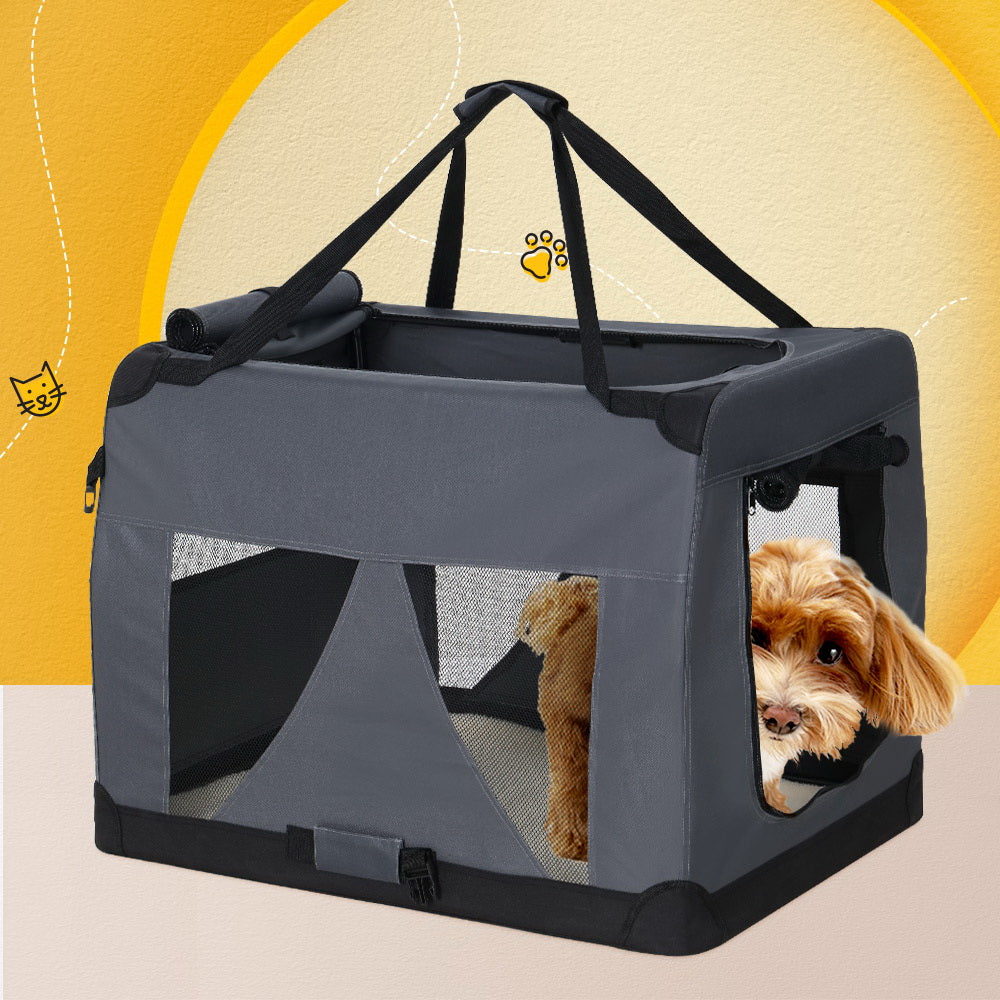 i.Pet XL Portable Soft-Sided Pet Carrier for Dogs and Cats - Foldable Travel Crate with Easy Access Doors