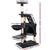 Multi-Level Cat Tree Tower with Scratching Posts and Cozy Condo for Feline Fun - 120cm Dark Grey - Side View