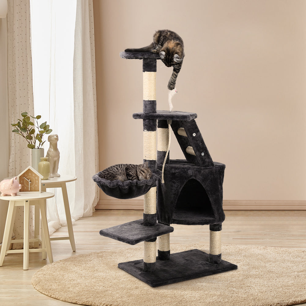 Multi-Level Cat Tree Tower with Scratching Posts and Cozy Condo for Feline Fun - 120cm Dark Grey