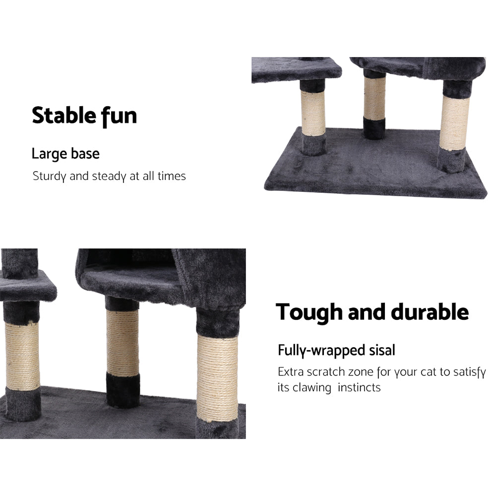 Multi-Level Cat Tree Tower with Scratching Posts and Cozy Condo for Feline Fun - 120cm Dark Grey