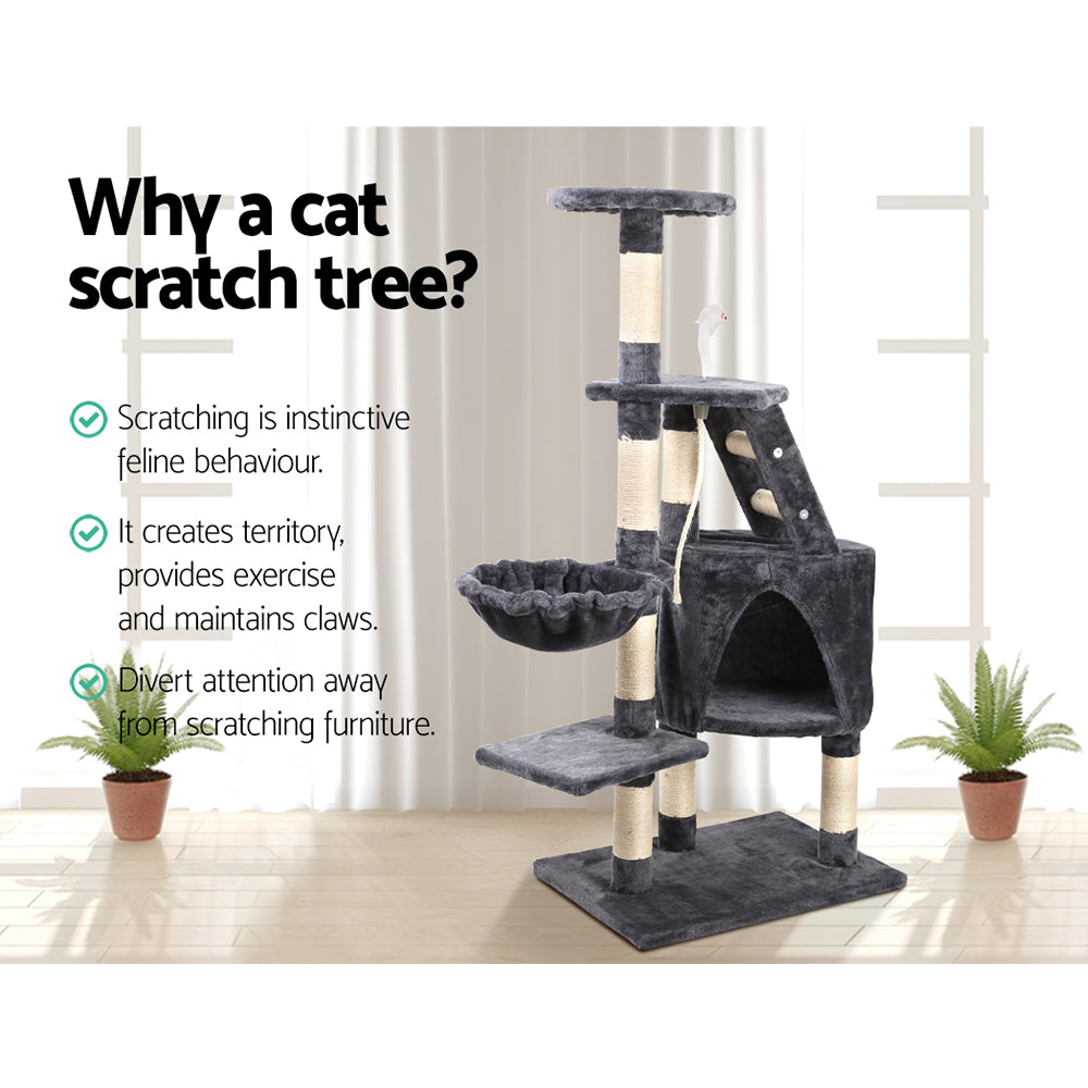 Multi-Level Cat Tree Tower with Scratching Posts and Cozy Condo for Feline Fun - 120cm Dark Grey