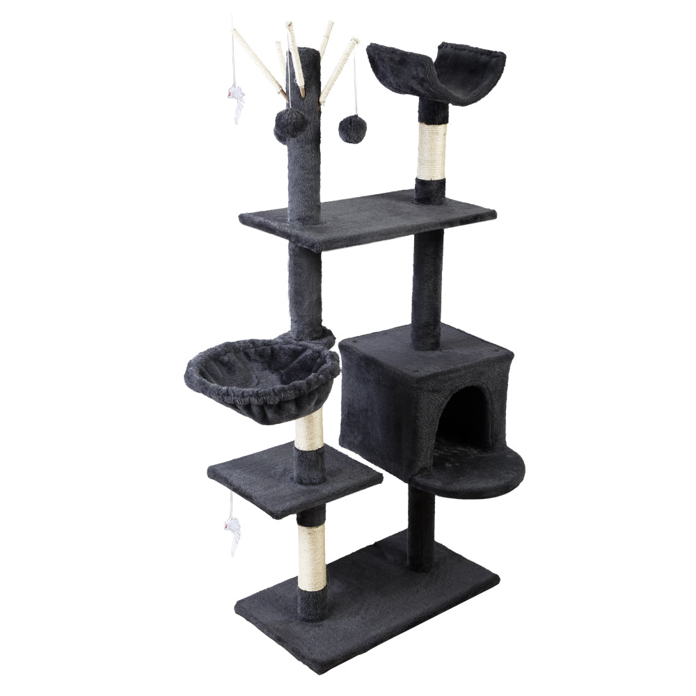 Feline Paradise 140cm Cat Tree with Scratching Post, Condo House, and Plush Furniture