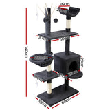 Feline Paradise 140cm Cat Tree with Scratching Post, Condo House, and Plush Furniture - Side View