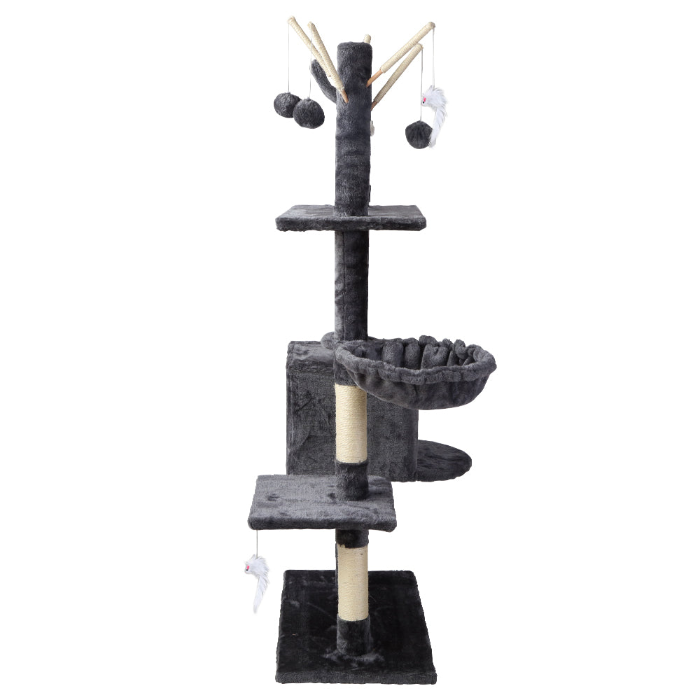 Feline Paradise 140cm Cat Tree with Scratching Post, Condo House, and Plush Furniture