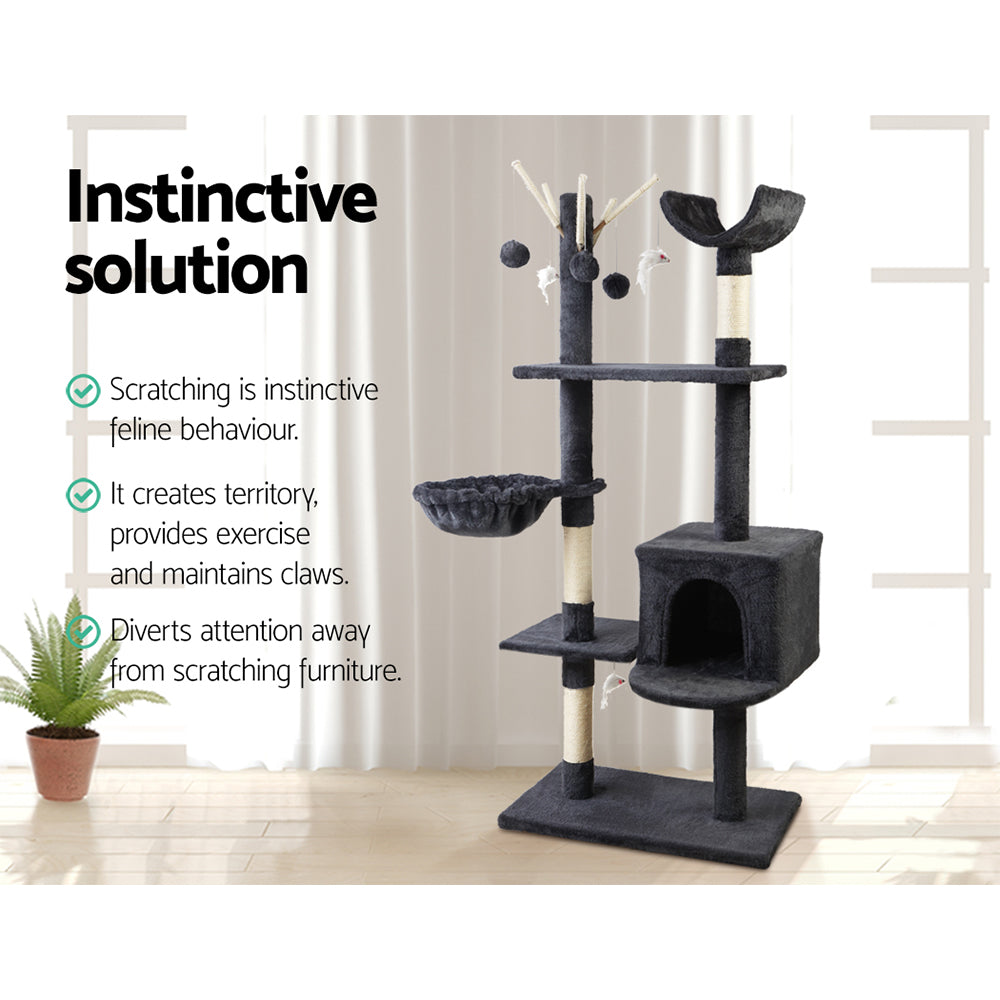 Feline Paradise 140cm Cat Tree with Scratching Post, Condo House, and Plush Furniture