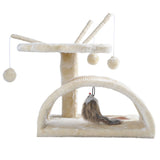 Beige 45cm Multi-Level Cat Tree with Scratching Post and Plush Condo for Feline Fun