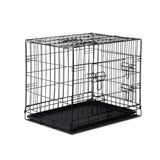 Foldable 24-Inch Heavy-Duty Black Dog Cage with Triple Access Doors