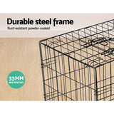 Foldable 24-Inch Heavy-Duty Black Dog Cage with Triple Access Doors