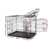 Foldable 30-Inch Metal Pet Cage with Triple Access Doors - Black