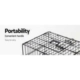 Foldable 30-Inch Metal Pet Cage with Triple Access Doors - Black