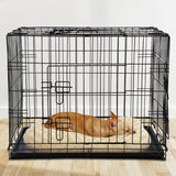 Foldable 30-Inch Metal Pet Cage with Triple Access Doors - Black