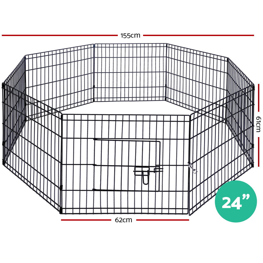 24" 8-Panel Versatile Pet Playpen for Dogs and Small Animals - Durable Exercise Enclosure and Fence