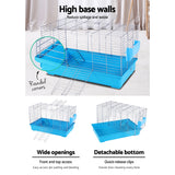 Deluxe Blue Rabbit and Small Pet Cage with Wheeled Stand and Accessories - Rear View