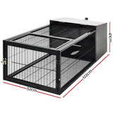 Deluxe 122CM Metal Rabbit Hutch with Enclosed Run for Indoor & Outdoor Use - Side View