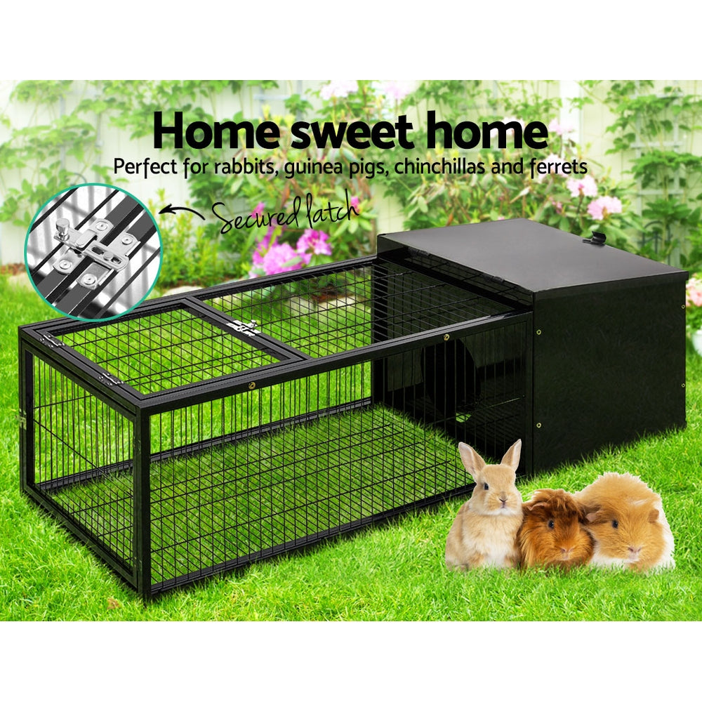 Deluxe 122CM Metal Rabbit Hutch with Enclosed Run for Indoor & Outdoor Use