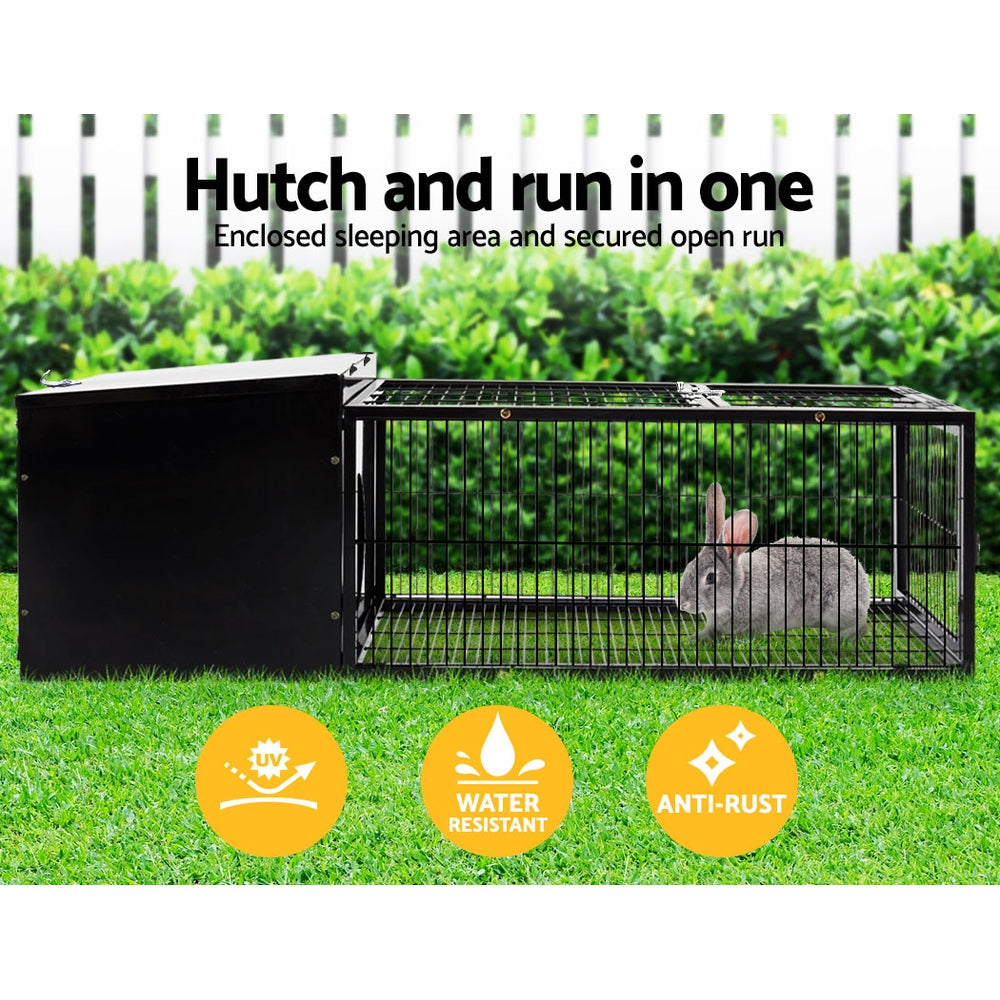 Deluxe 122CM Metal Rabbit Hutch with Enclosed Run for Indoor & Outdoor Use