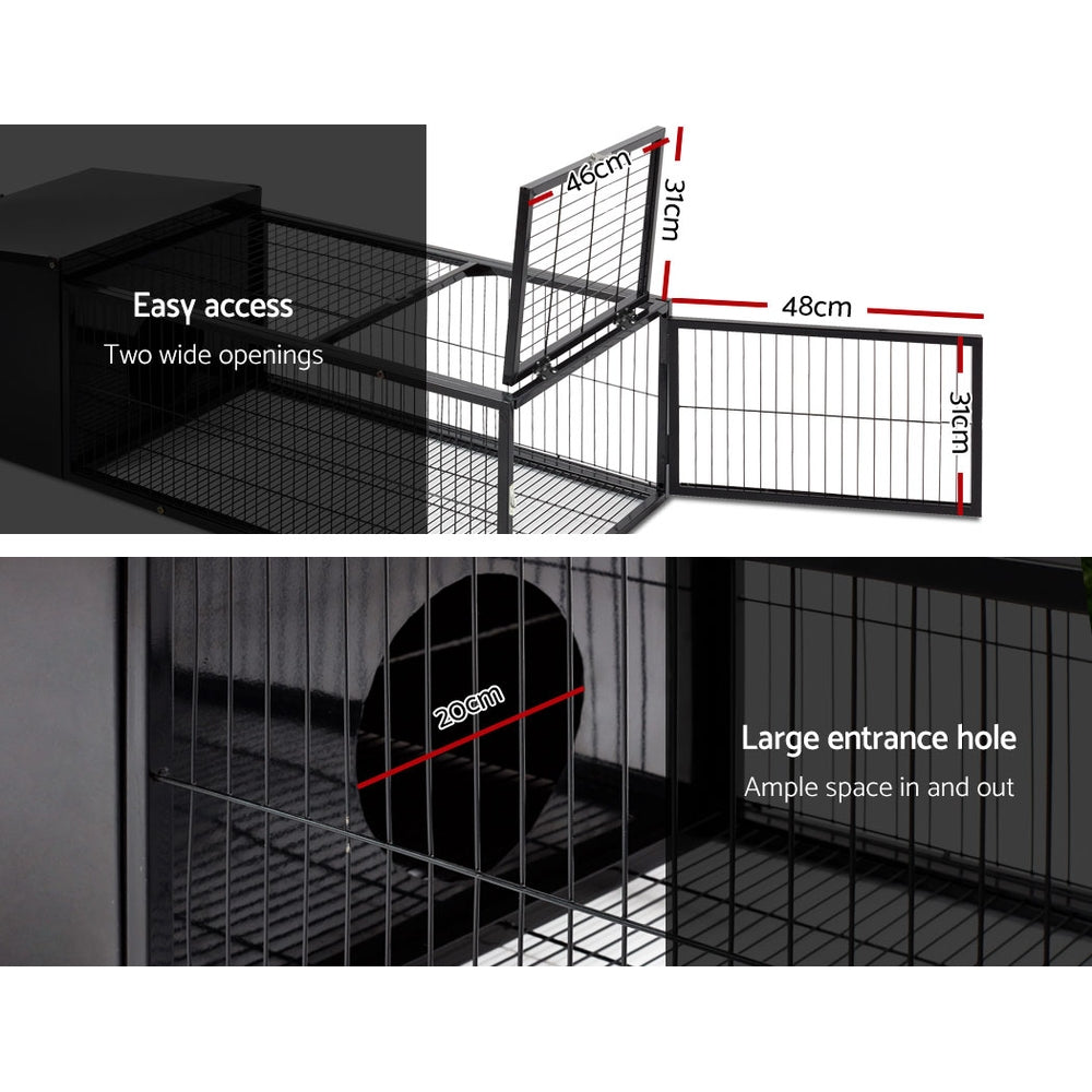 Deluxe 122CM Metal Rabbit Hutch with Enclosed Run for Indoor & Outdoor Use