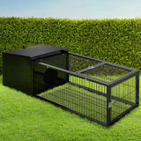 Deluxe 122CM Metal Rabbit Hutch with Enclosed Run for Indoor & Outdoor Use