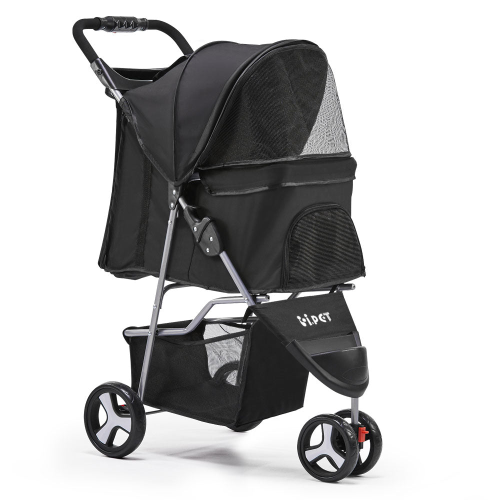 i.Pet 3-Wheel Pet Stroller - Stylish Black Edition