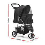 i.Pet 3-Wheel Pet Stroller - Stylish Black Edition