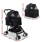 i.Pet 3-in-1 Foldable Dog Stroller Carrier and Car Seat - Medium Size Black