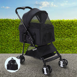 i.Pet 3-in-1 Foldable Dog Stroller Carrier and Car Seat - Medium Size Black