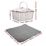 Stylish Insulated Picnic Basket for Two with Blanket and Complete Dining Set