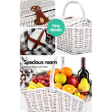 Stylish Insulated Picnic Basket for Two with Blanket and Complete Dining Set