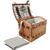 Deluxe 4-Person Wicker Picnic Basket Set with Insulated Blanket and Cutlery