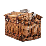 Deluxe 4-Person Wicker Picnic Basket Set with Insulated Blanket and Cutlery