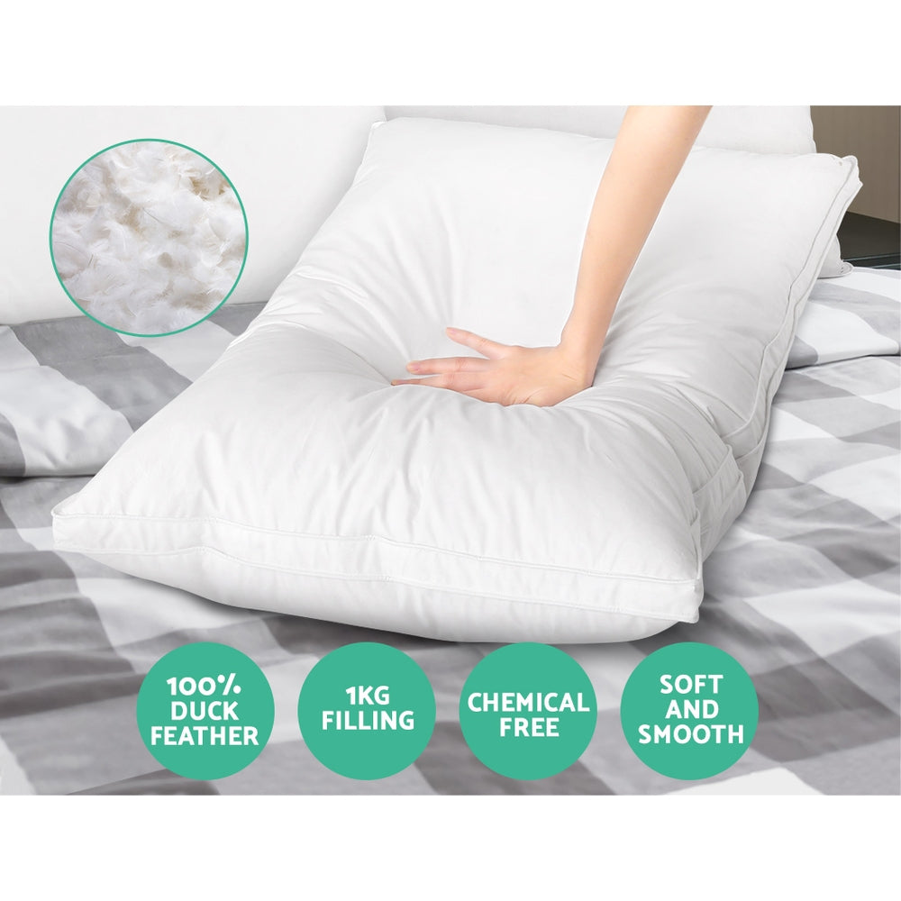 Premium Duck Feather Down Twin Pillows for Unmatched Sleeping Bliss