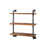 Rustic Industrial 3-Tier DIY Pipe Bookshelf Wall Display Shelf