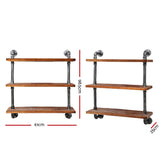 Rustic Industrial 3-Tier DIY Pipe Bookshelf Wall Display Shelf