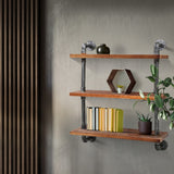 Rustic Industrial 3-Tier DIY Pipe Bookshelf Wall Display Shelf